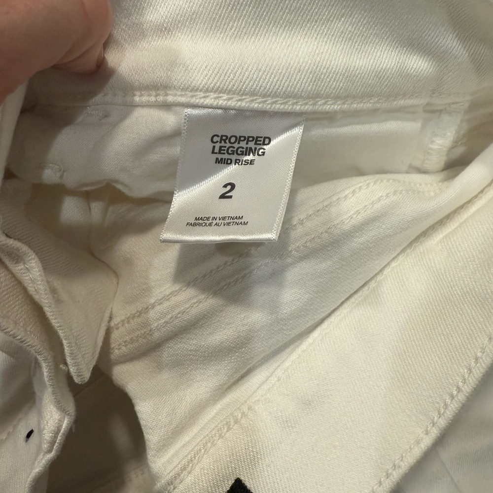 Express Skinny Cropped Fringe White Jeans - Picture 6 of 7